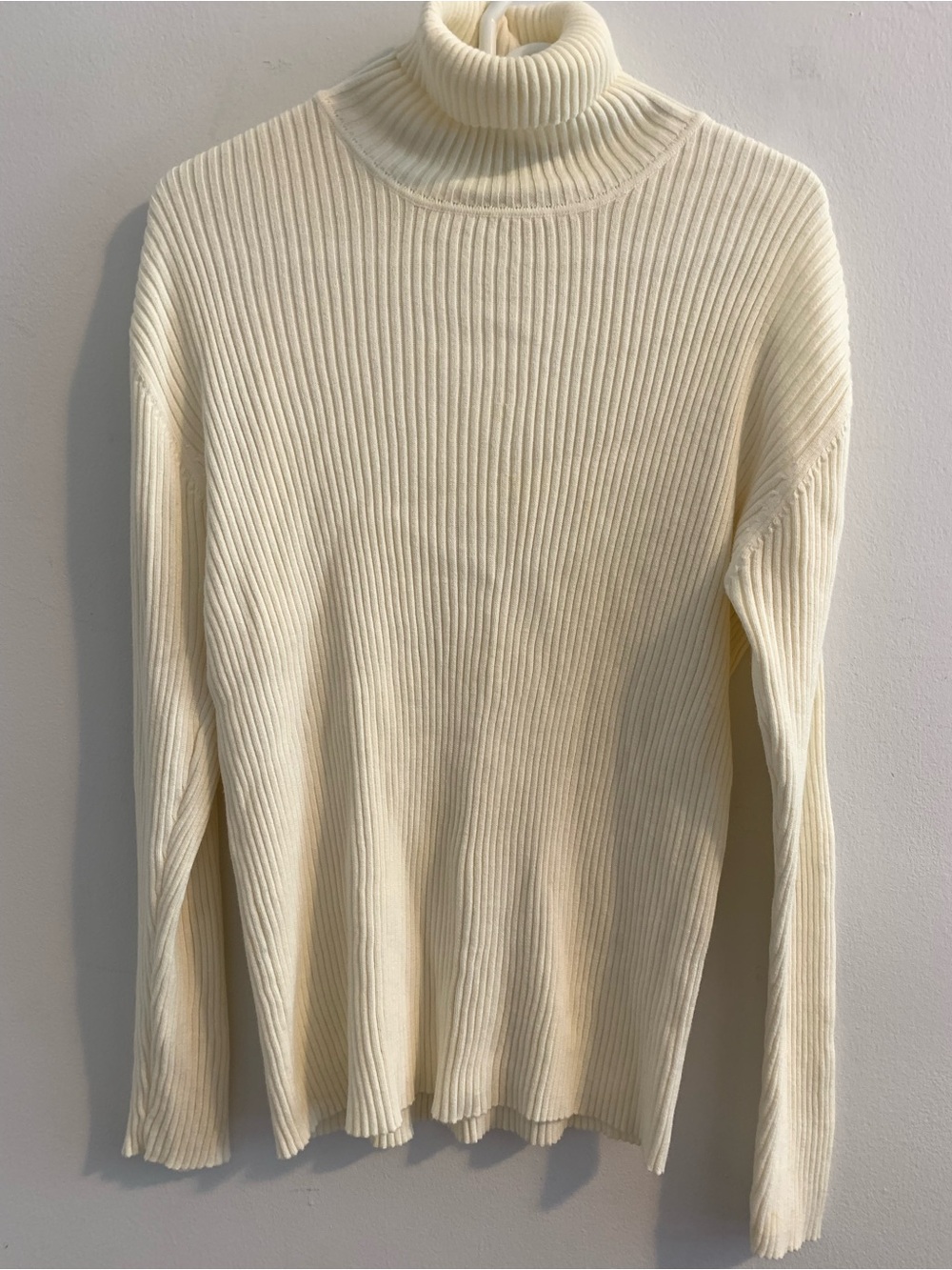 Jones New York Cream Ribbed Turtleneck Sweater